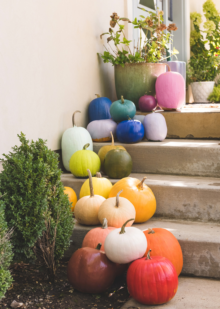 Colorful pumpkins are perfect for decorating your porch! Source: The House That Lars Built